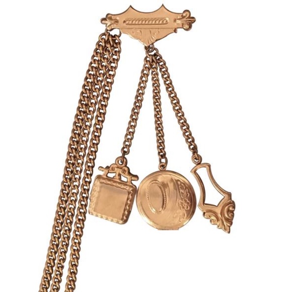 Vintage Gold Tone Photo Locket Brooch